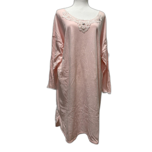 Vintage long pink nightgown Sweet Longjohns Size L style 917 lace embellishments - Picture 5 of 5